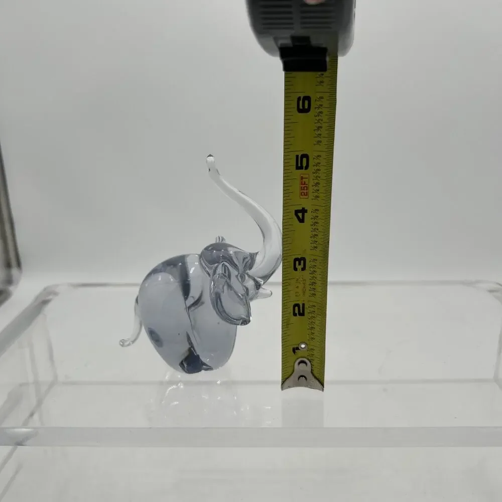 Vtg Hand Made Crystal Elephant Art Clear Glass Figurine Paperweight 5